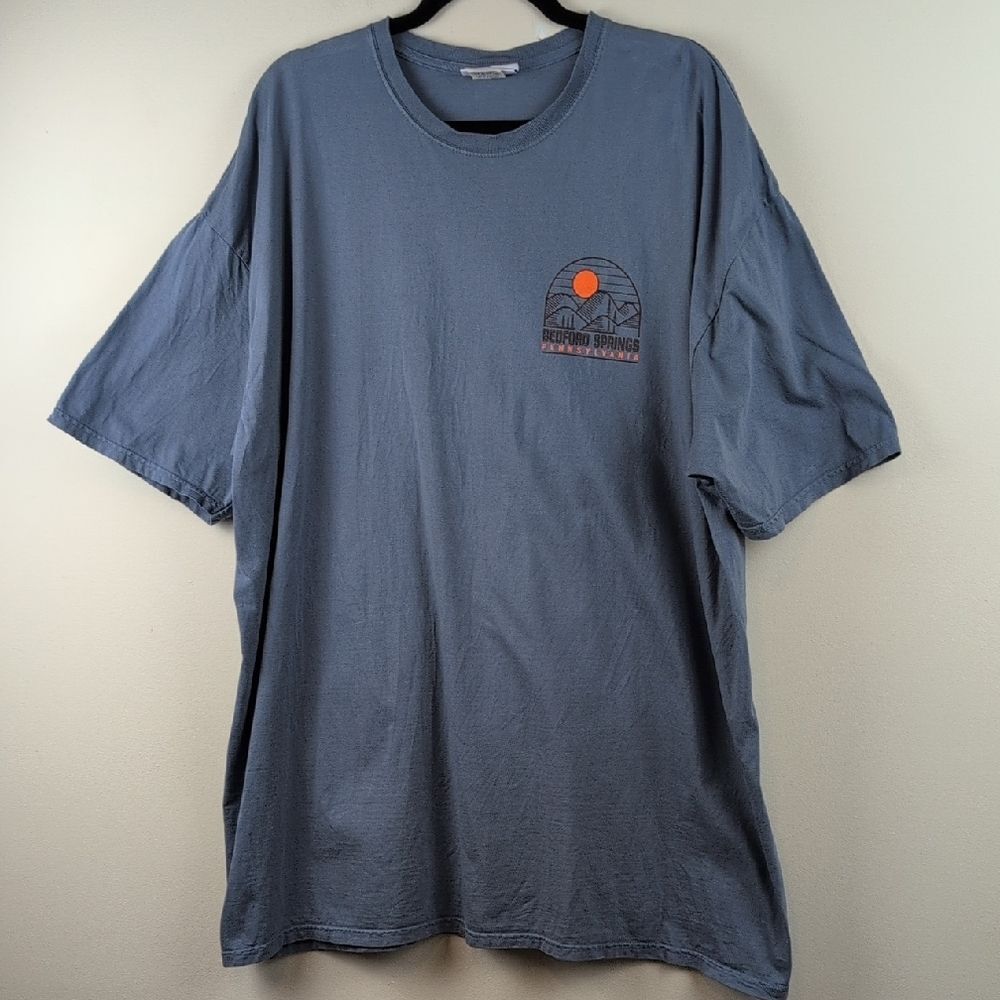 Men's Blue 84 Bedford Springs PA Graphic Short Sleeve T-Shirt Size XXL Cotton